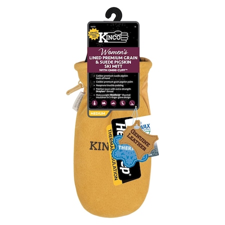 Kinco Women's Lined Premium Grain and Suede Pigskin Mitt with Omni-Cuff M 901TW-M